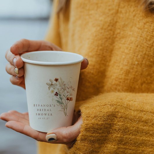 ボーホー ラスティック メドウ フラワーズ フラワーブライダルシャワー 紙コップ