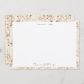 ボーホー ラスティック メドウ フラワーズ フローラル ブライダル シャワー サンキューカード (正面/裏面)