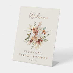 ボーホー ラスティック メドウ フラワーズ ブライダル シャワー ウェルカム 台座サイン