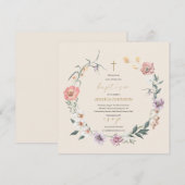 ボーホー ラスティック ローズ アンド オーキッド フラワーズ ぜひご参加ください 招待状 (正面/裏面)