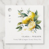 ボーホー ラスティック 水彩 イエロー レモン ガーデン ウェディング フェイバータグ (正面)