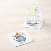 ボーホー ラスティ オレンジ 水彩 花じょうろ ペーパーコースター (インサイチュ)