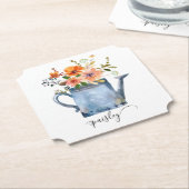 ボーホー ラスト オレンジ ウォーターカラー フラワーズ ウォーター キャン ペーパーコースター (アングル)