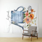 ボーホー ラスト オレンジ 水彩 花じょうろ タペストリー (インサイチュ(横))