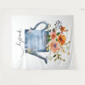 ボーホー ラスト オレンジ 水彩 花じょうろ タペストリー (正面(横))