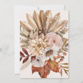 ボーホー ラスト テラコッタ ドライ ファン フラワーズ ウェディング インビ 招待状 (裏面)