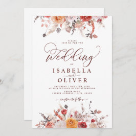 ボーホー ラスト バーン オレンジ テラコッタ マルサラ 結婚式 招待状