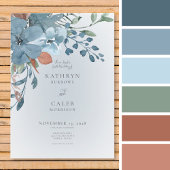 ボーホー ラスト & ブルー フラワーズ ウェディング インビテーション