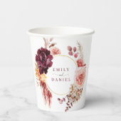 ボーホー ラッシュ パンパス グラス ウェディング ブライディシャワー ペーパー 紙コップ (裏面)