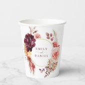 ボーホー ラッシュ パンパス グラス ウェディング ブライディシャワー ペーパー 紙コップ (正面)