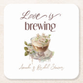 ボーホー ラブ は 開花中... フラワーブライダルシャワーブランチ スクエアペーパーコースター (正面)