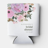 ボーホー ラベンダー ピンク フラワーズ ウォーターカラー ブライダル シャワー 缶クーラー (正面)