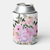 ボーホー ラベンダー ピンク フラワーズ ウォーターカラー ブライダル シャワー 缶クーラー (缶裏面)
