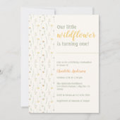 ボーホー リトル ワイルドフラワー 1歳の誕生日パーティー 招待状 (正面)