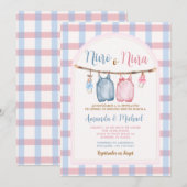 ボーホー リボン パンプキン スペイン語 性別発表 ギンガム 招待状 (正面/裏面)