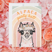 ボーホー レインボー アルパカ ケーキサボテン 誕生日招待状 招待状