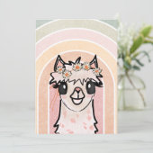 ボーホー レインボー アルパカ フィエスタ バースデー 招待状 (スタンド正面)