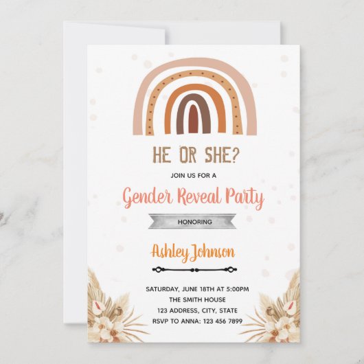 ボーホー レインボー ジェンダー リビール 招待状 (正面)