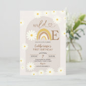 ボーホー レインボー デイジー ワイルド ワン 誕生日 招待状 (スタンド正面)