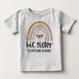 ボーホー レインボー & バタフライ オーダーメイド ビッグシスター ベビーTシャツ