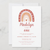 ボーホー レインボー パターン ファースト バースデー 招待状 (正面)