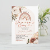 ボーホー レインボー フラワーのデヴェレックスのボウ ベビーシャワー 招待状 (スタンド正面)