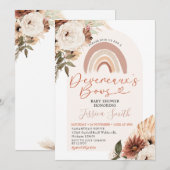 ボーホー レインボー フラワーのデヴェレックスのボウ ベビーシャワー 招待状 (正面/裏面)