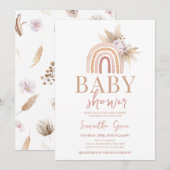 ボーホー レインボー ベイビー シャワー 招待状 (正面/裏面)