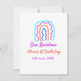 ボーホー レインボー ワンの誕生日 子供向け 明るい レトロ ポップ ノートカード