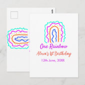 ボーホー レインボー ワンの誕生日 子供向け 明るい レトロ ポップ ポストカード (正面/裏面)