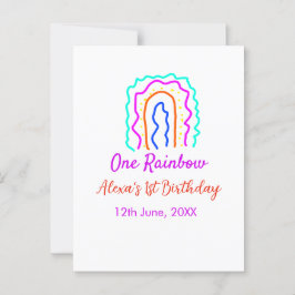 ボーホー レインボー ワンの誕生日 子供向け 明るい レトロ ポップ ポストカード
