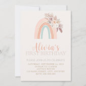 ボーホー レインボー 水彩画 ファースト バースデー インビテーション (正面)