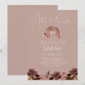 ボーホー レインボー 水彩 赤ちゃんシャワー 招待状 (正面/裏面)