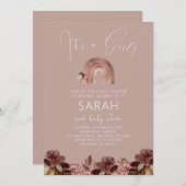 ボーホー レインボー 水彩 赤ちゃん歓迎会 招待状 (正面/裏面)