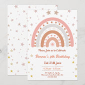 ボーホー レインボー 誕生日 招待状 (正面/裏面)