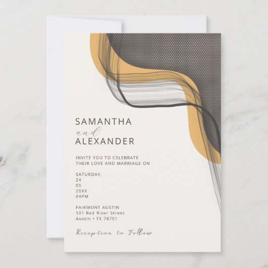 ボーホー レトロ カジュアル バックヤード ウェディング 招待状 (正面)