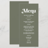 ボーホー レトロ サージグリーン ウェディング メニュー (正面/裏面)