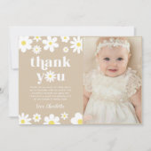 ボーホー レトロ ダイシー 誕生日 フォト サンキューカード (正面)