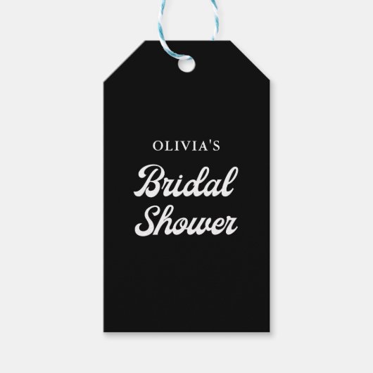 ボーホー＆レトロ ブラック | ブライズシャワー ギフトタグ (正面)