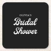 ボーホー＆レトロ ブラック | ブライズシャワー スクエアペーパーコースター (正面)