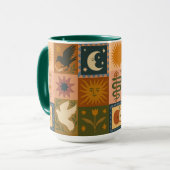 ボーホー レトロ 天体 太陽 月 マグカップ (正面左)