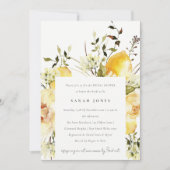 ボーホー レモンイエロー 水彩 フラワー ブライダル シャワー 招待状 (正面)
