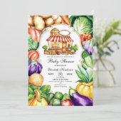 ボーホー ローカル グローンファーマーズ マーケット ベイビー シャワー 招待状 (スタンド正面)