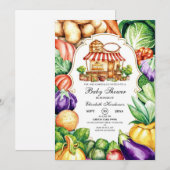 ボーホー ローカル グローンファーマーズ マーケット ベイビー シャワー 招待状 (正面/裏面)