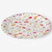 ボーホー ワイルドフラワーの庭の花のウェディングシャワーパーティー ペーパープレート (アングル)
