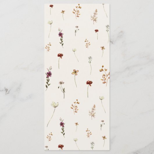 ボーホー ワイルドフラワーズ アイボリー クリーム ウェディング 3コース メニュー (裏面)