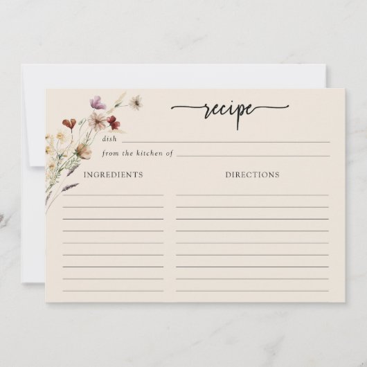 ボーホー ワイルドフラワーズ 大きなレシピ カード (正面)