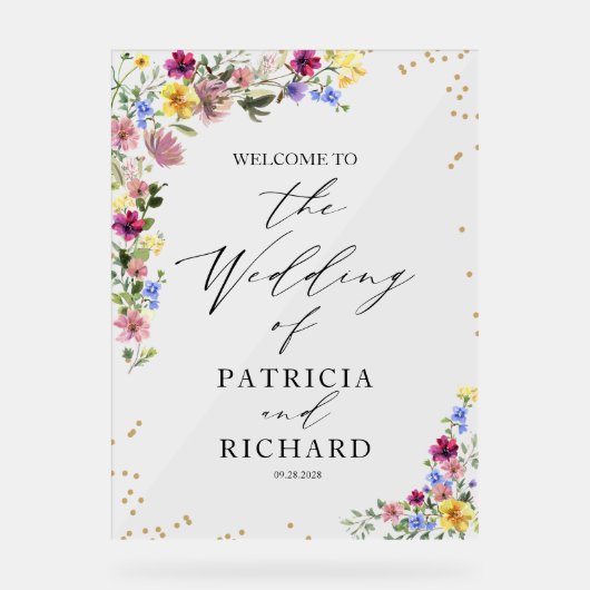 ボーホー ワイルドフラワー ウェディング ウェルカム サイン (正面)
