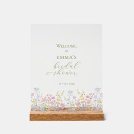 ボーホー ワイルドフラワー エレガント ブライダルシャワー アクリルサイン