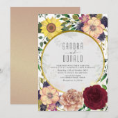 ボーホー ワイルドフラワー オータム ウェディング 招待状 (正面/裏面)